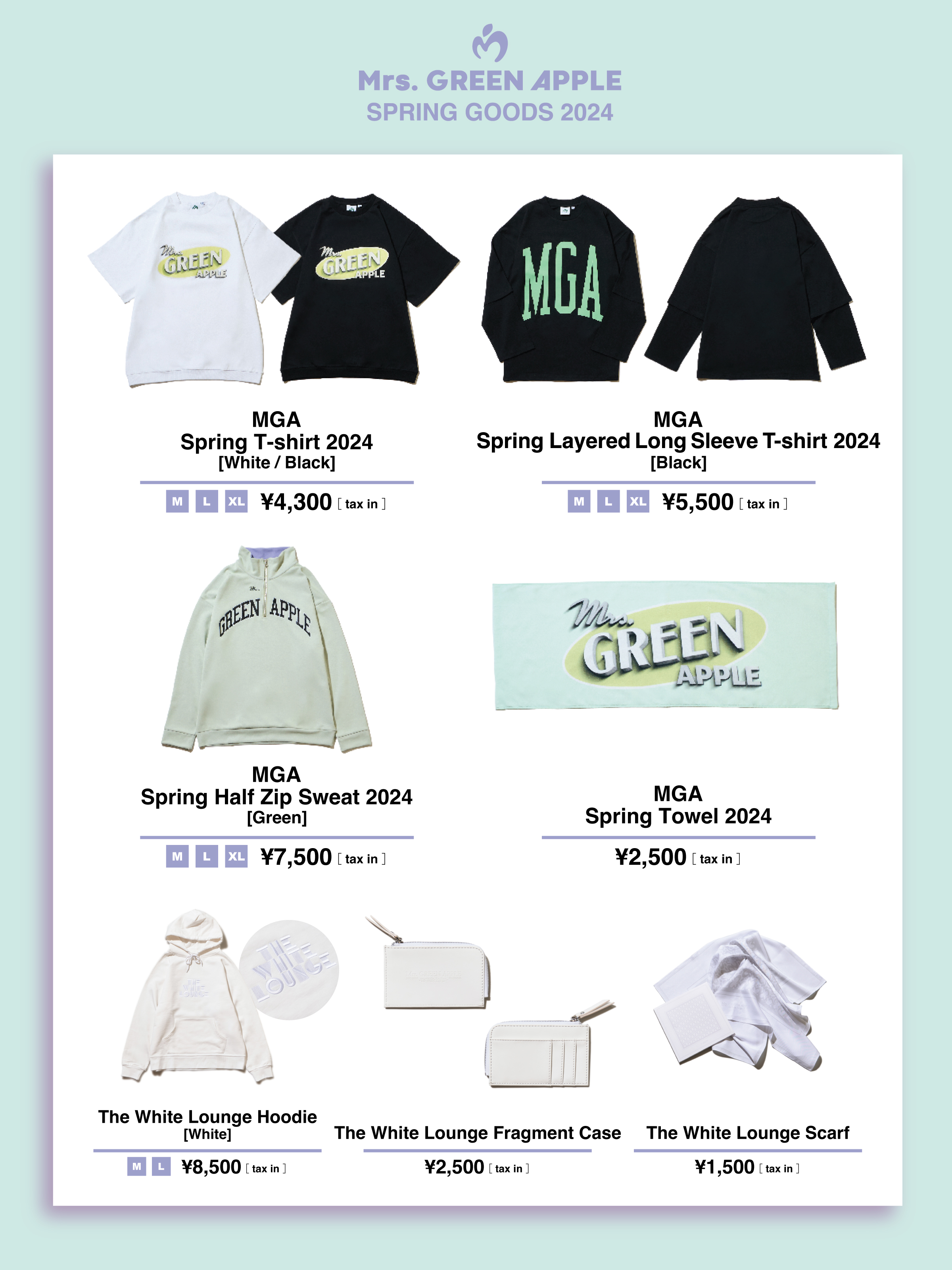 Mrs. GREEN APPLE SPRING GOODS 2024販売決定！ -Mrs. GREEN APPLE OFFICIAL  SITE｜OFFICIAL FAN CLUB 「Ringo Jam」